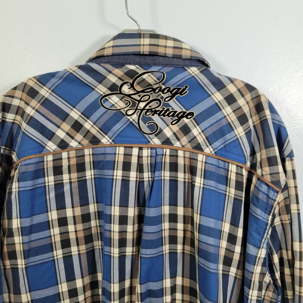 Coogi Heritage Men's Blue Plaid Button Up Shirt Size 2XL 3226-1296 - Picture 5 of 7